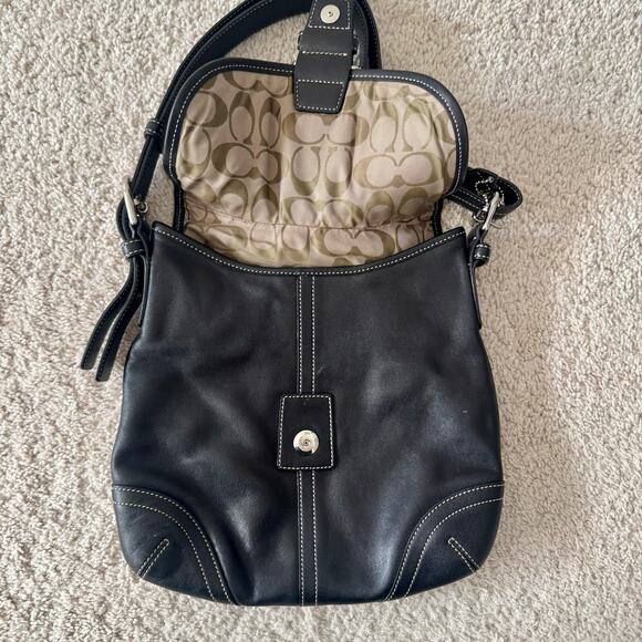 VTG Y2K Coach Soho Covertible Flap Crossbody Black Leather Bag Silver 9480 - Picture 13 of 16